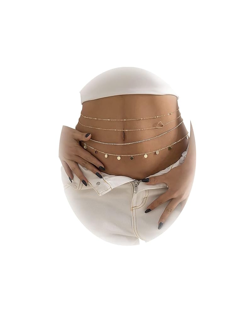 SANNIDHI Chic Waist Chains for Women Set of 4Pcs Slim Golden Chain Body Charm Waist Charm Chain Layered Metal Wasit Chains Bikini Beach Wear Adjustable Saree Waist Chains for Girls, 26.8+9.8 inches SANNIDHI Chic Waist Chains for Women Set of 4Pcs Slim Golden Chain Body Charm Waist Charm Chain Layered Metal Wasit Chains Bikini Beach Wear Adjustable Saree Waist Chains for Girls, 26.8+9.8 inches